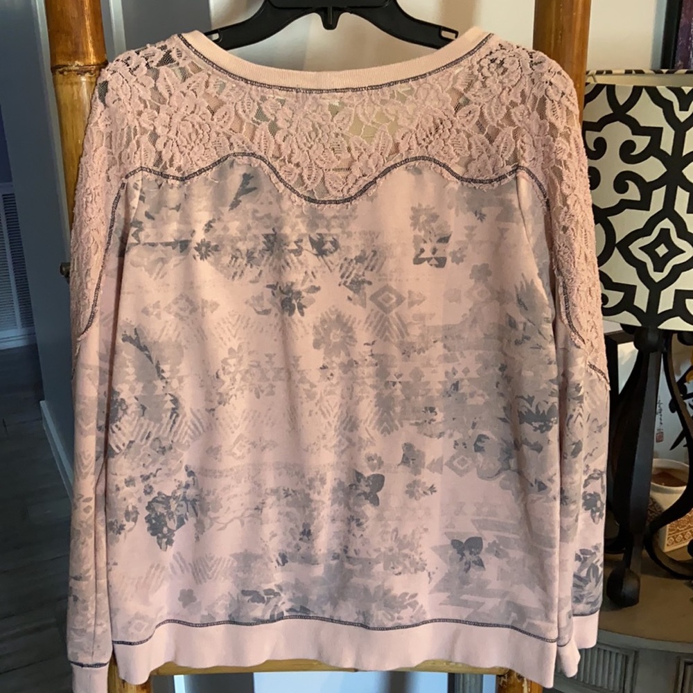 Jolt Pink Grey Lace Sweatshirt SZ LG - Picture 5 of 6